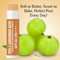 BAKE 10% L-Ascorbic Acid Tinted Butter Brightening Lip Balm SPF 55 PA++++ with Kojic Acid 24 Hour Moisturization | For Dark, Pigmented, Dry & Chapped Lips | De-Tan Lip Balm | For Men & Women - 5g