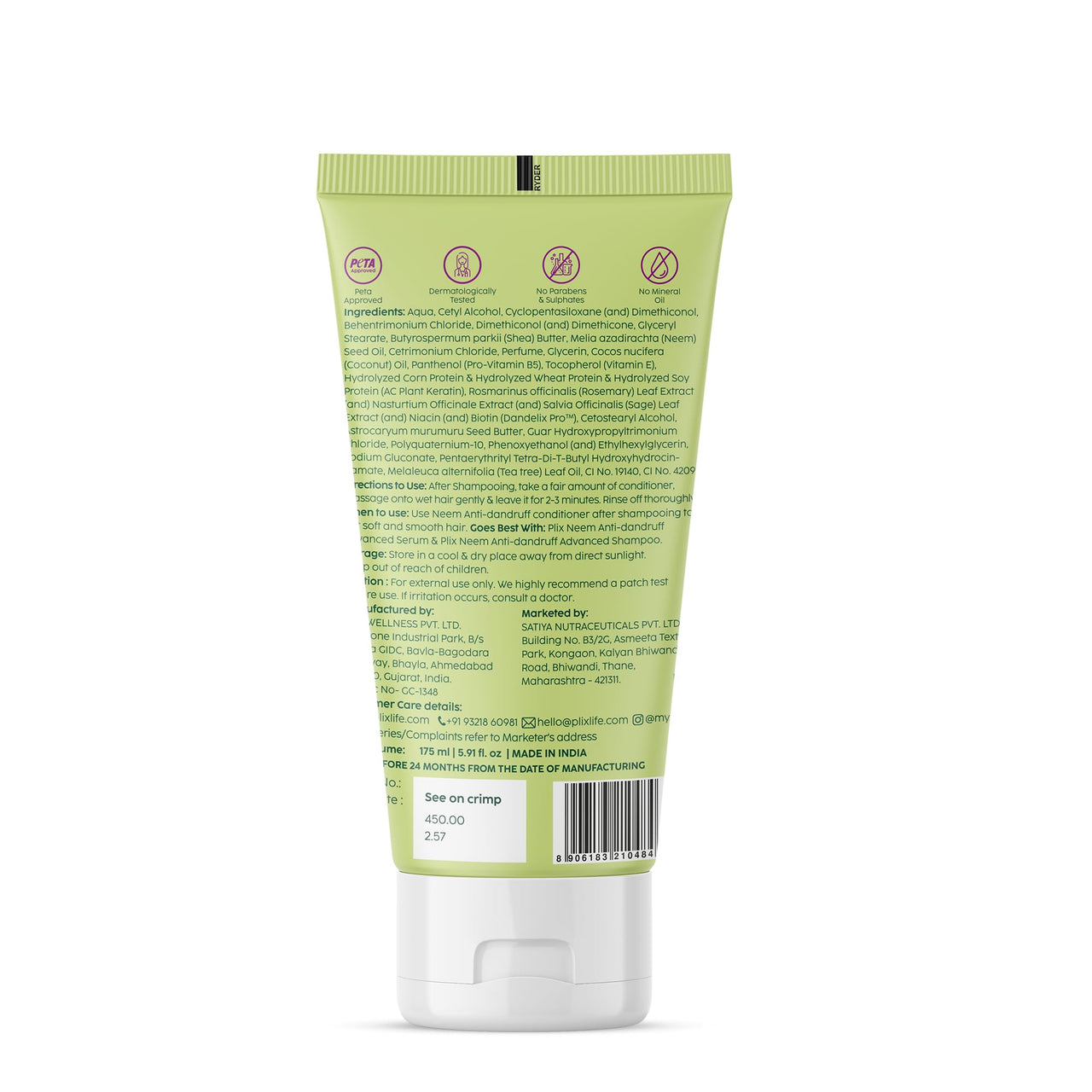 PLIX - THE PLANT FIX | Neem Anti-Dandruff Advanced Conditioner | With Dandelix Pro & Murumuru Butter | Paraben & Sulphate Free | Unisex (175ml)