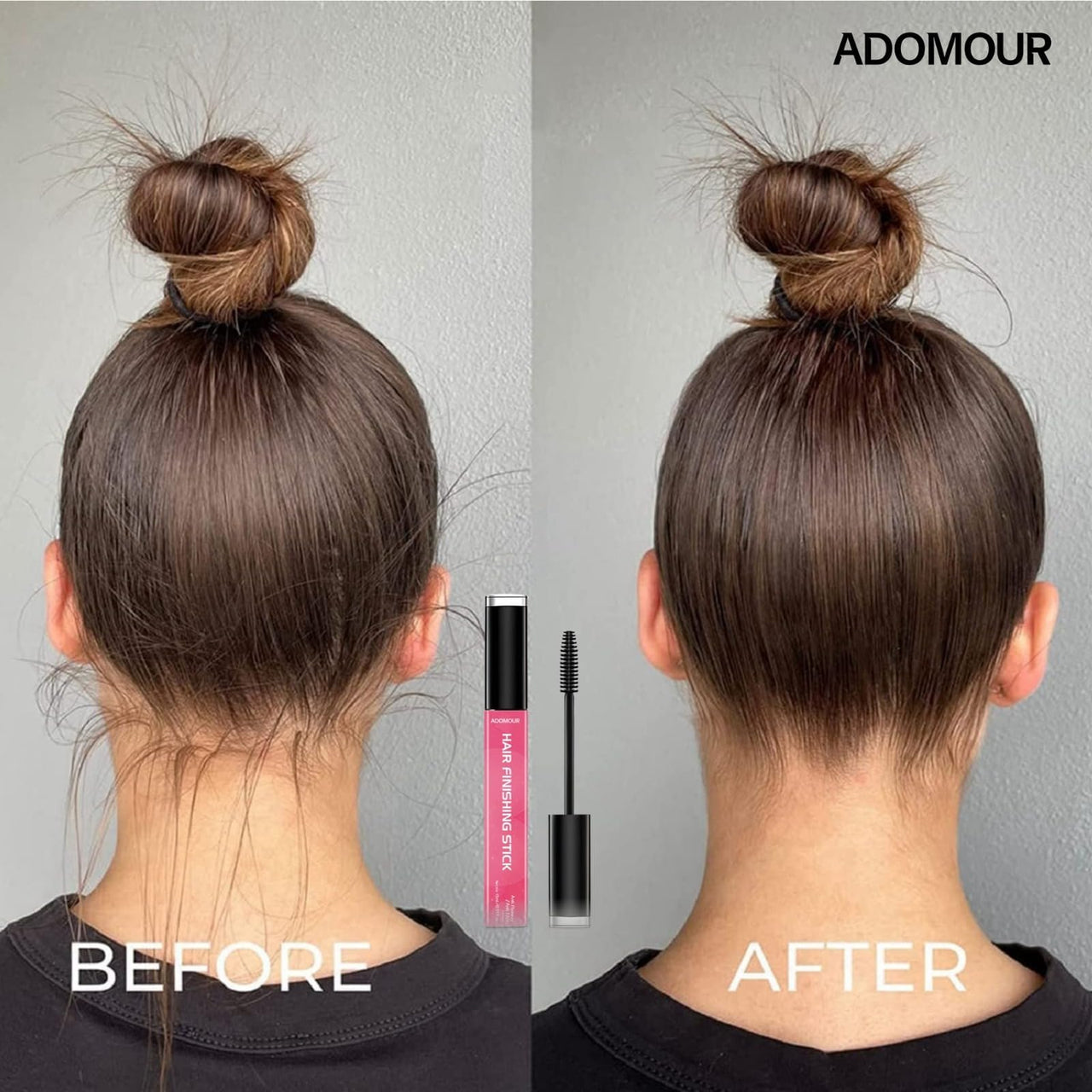 Adomour Hair Finishing Stick 15ml | Anti Frizz Hair Wax Stick Wand for Frizzy, Baby & Flyaway Hairs | Non-Sticky, Non-Greasy | Anti Flyaways Hair Styling Fix Gel for Women | All Hair Types