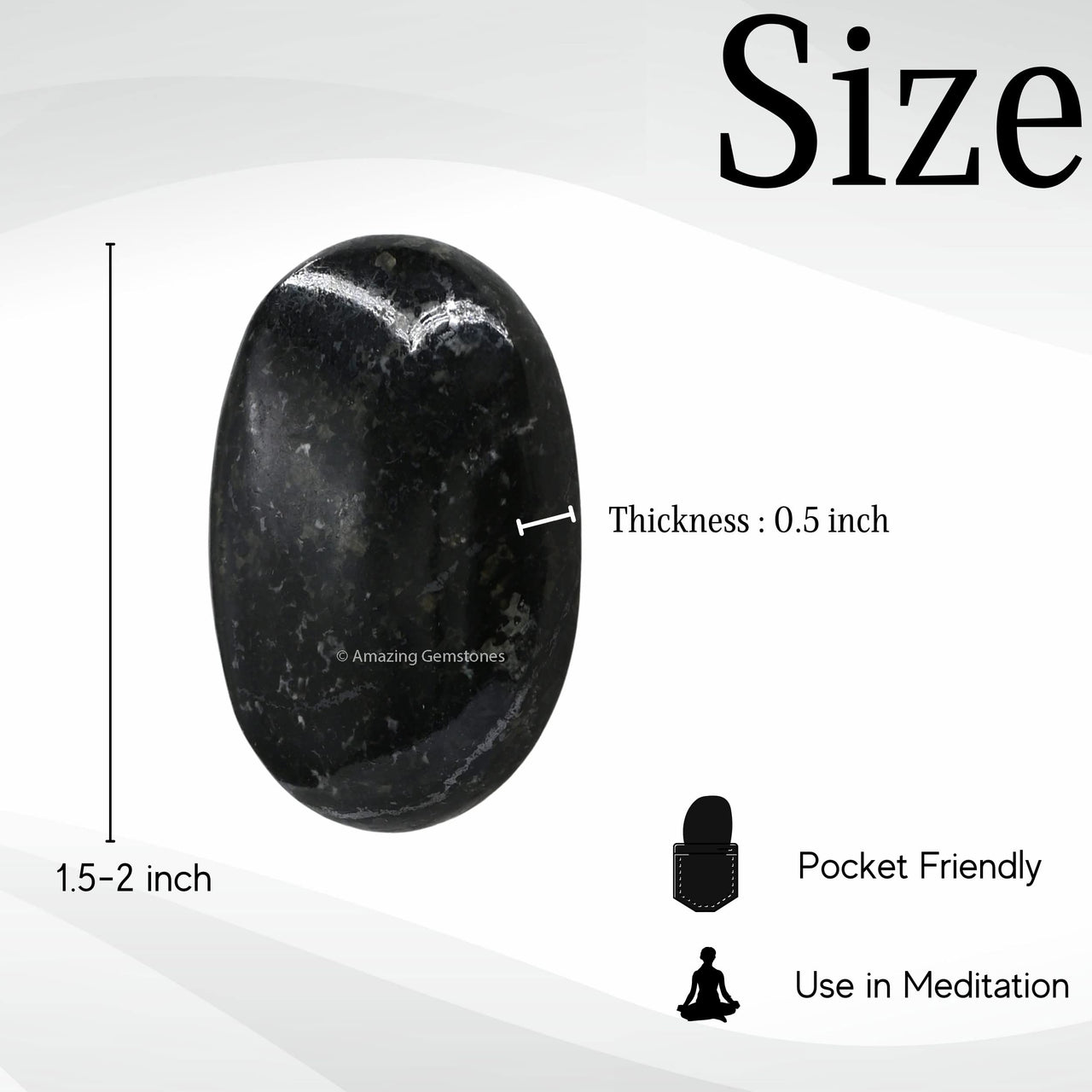 Nuummite Palm Stone - Pocket Massage Worry Stone for Natural Body Chakra Balancing, Reiki Healing and Crystal Grid Nuummite