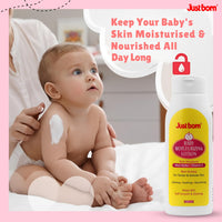 Just Born Baby Moisturizing Face & Body Lotion 200 ml | Enriched With Shea Butter, Aloe Vera & Vitamin E | For Soft, Smooth & Moisturized Skin | Gentle Baby Cream For Newborn Babies & Kids