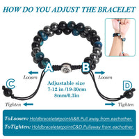 Triple Protection Bracelet - for Protect & Balance - Energy Crystal Bracelets for Men Women - Bring Good Luck & Prosperity - Tiger Eye Hematite & Black Obsidian Jewelry Natural Stone Healing Bracelet