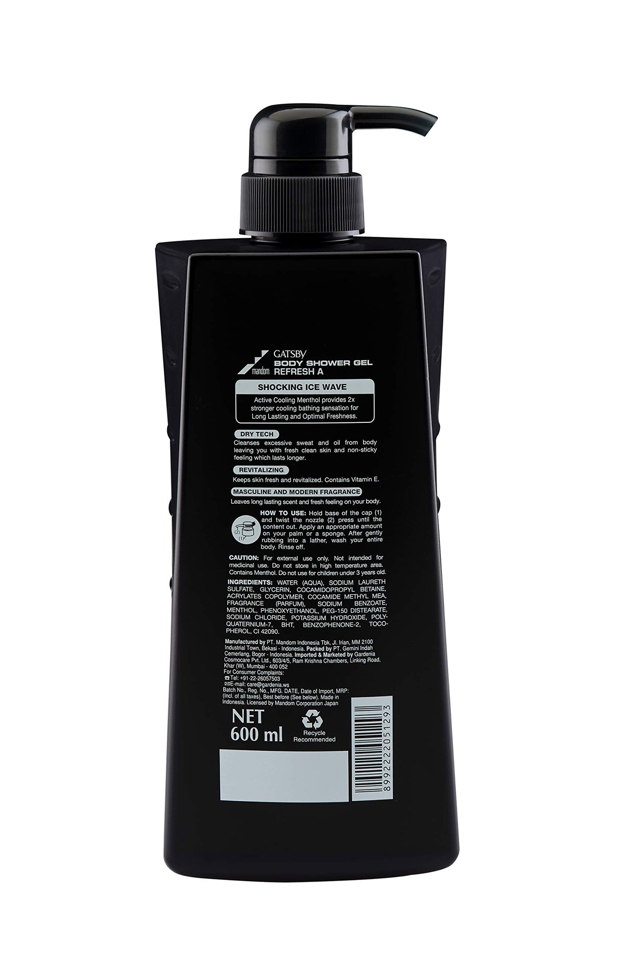 Gatsby Japan Refresh Body Shower Gel, Masculine, Blue, 600 ml