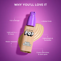 SUGAR POP Liquid Foundation - 05 Fig - 30 ml | Water Resistant | Lasts Upto 10 Hrs | Super Matte | Full Coverage