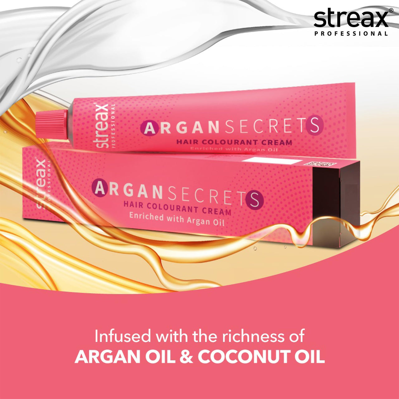 Streax Professional Argan Secrets Permanent Hair Colourant Cream - Golden Blonde 7.3 (Enriched with Argan Oil) For All hair types ; 90 gm