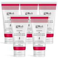 Globus Naturals Glycolic & 1% Salicylic Acid Herbal Anti Acne Face Cream, Enriched with Liquorice & Oats, Reduces Dark spots & Hyperpigmentation, 100 ml, Pack Of 5