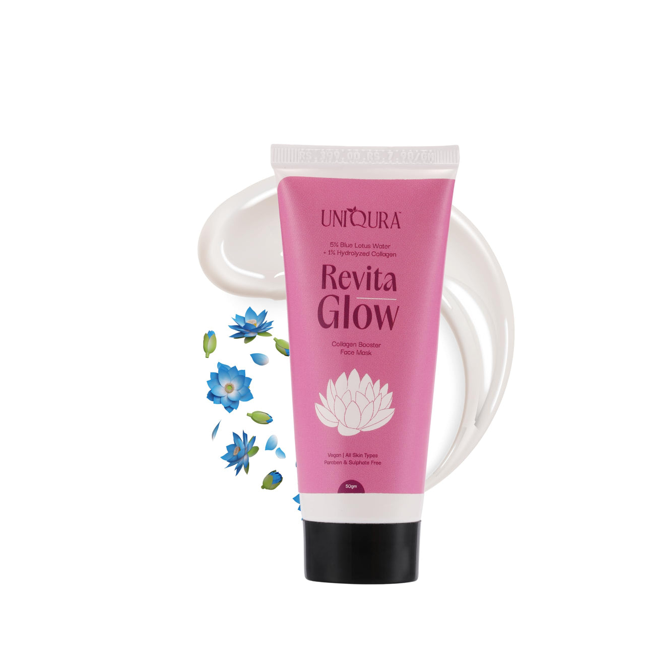Uniqura 2% Niacinamide & 1% Hydrolyzed Collagen Clay Mask Overnight Korean for Instant Glow | De-Tan Face Mask for Glowing Skin | Clay Mask for Deep Cleansing & Tan Removal | Enhance Elasticity & Improve Texture | 50g