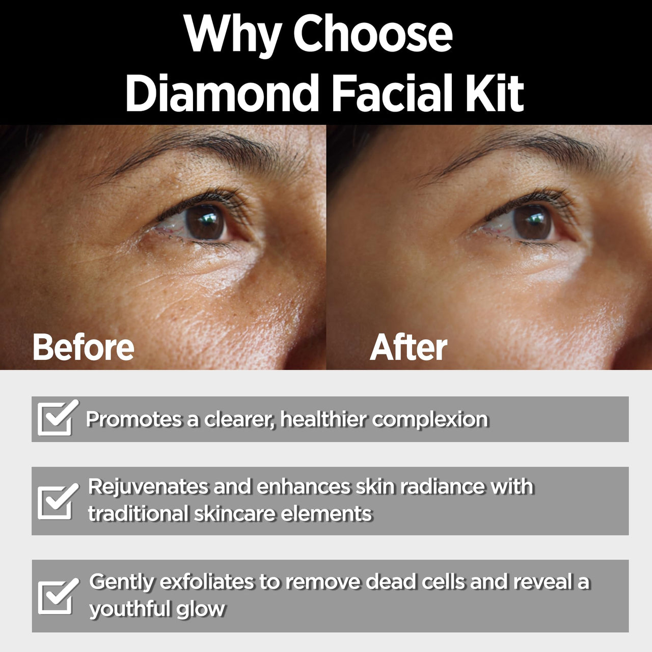 Multani Naturals Diamond Facial Kit For Instant Glow & Removes Dead Skin Cells | 6 Products in one Box | Cleansing Cream , Massage Cream , Scrub, Face Pack , massage Gel and Free Face Wash (65ML) | 100 ml