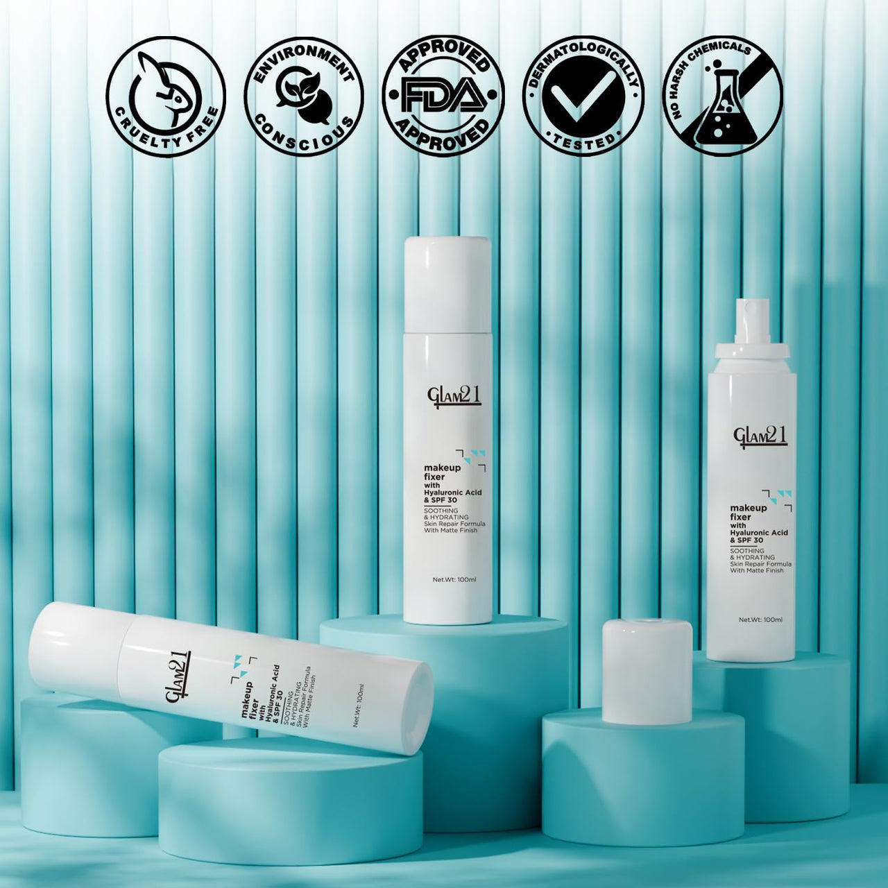 Glam21 Make-up Fixer Spray - Keeps Makeup Intact with a Sparkly Texture | Lightweight & Long-lasting with Hyaluronic Acid & SPF 30 | Flawless Look | Dermatologically Tested