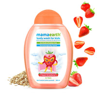 Mamaearth Fruit Based Nourishing Clear Bathing Bar Baby Soap With Glycerine, For Kids 75 Gram X 5 & Mamaearth Super Strawberry Body Wash for Kids with Strawberry Oat Protein – 300 ml, 1 count
