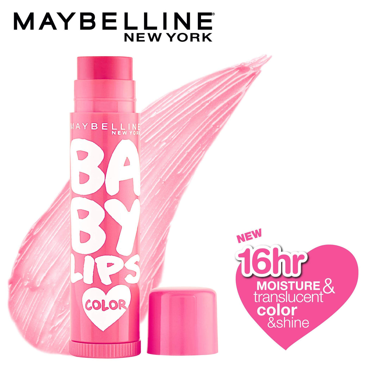 Maybelline New York Baby Lips Lip Balm, Pink Lolita, 4g and Maybelline New York Volume Express Colossal Masacara, Waterproof, Black, 10g