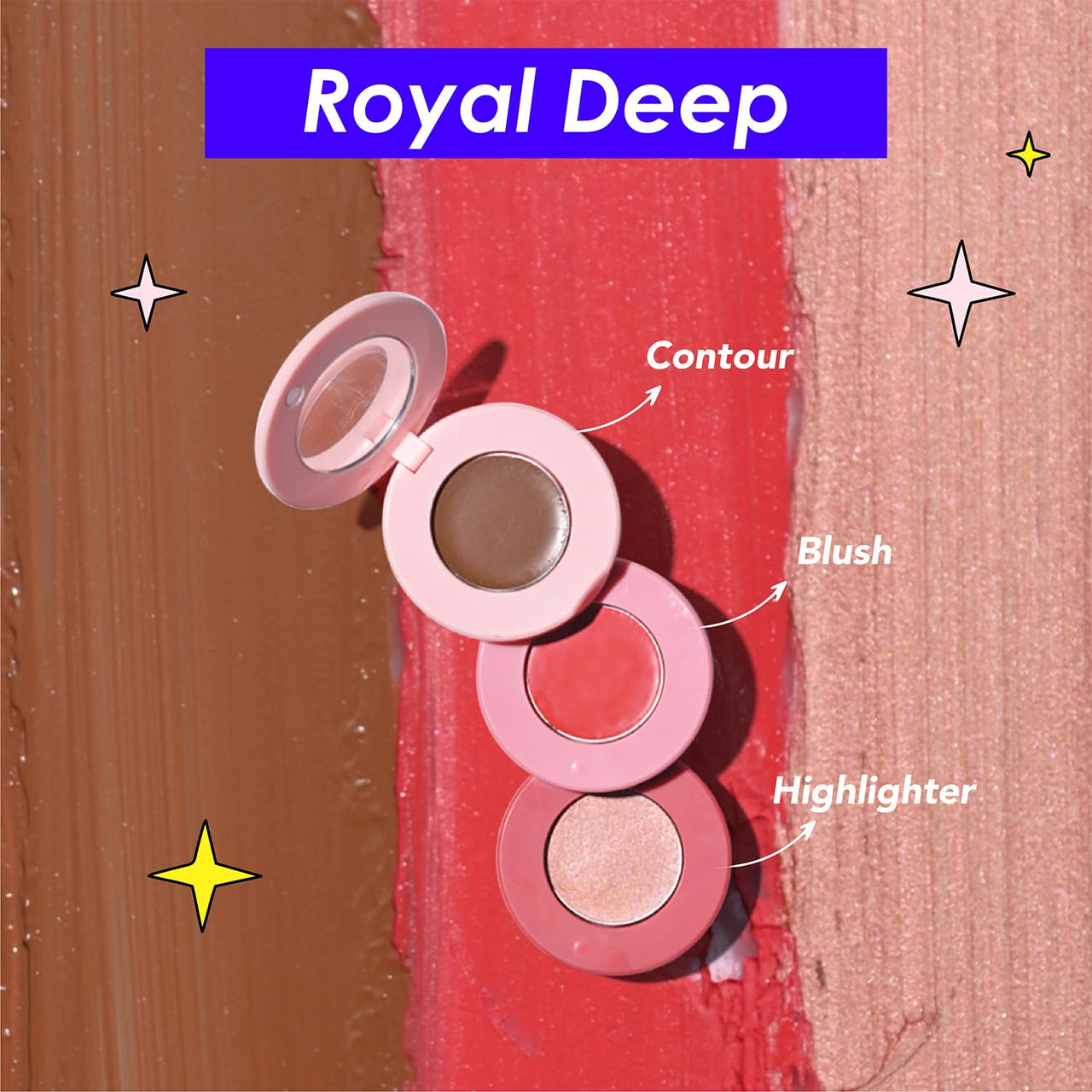 Blue Heaven Stack & Slay Multi Task Trio Countor, Blush & Highlighter For Face Makeup Fights Skin Aging, Nourishing & Moisturizing, Royal Deep 5.4g