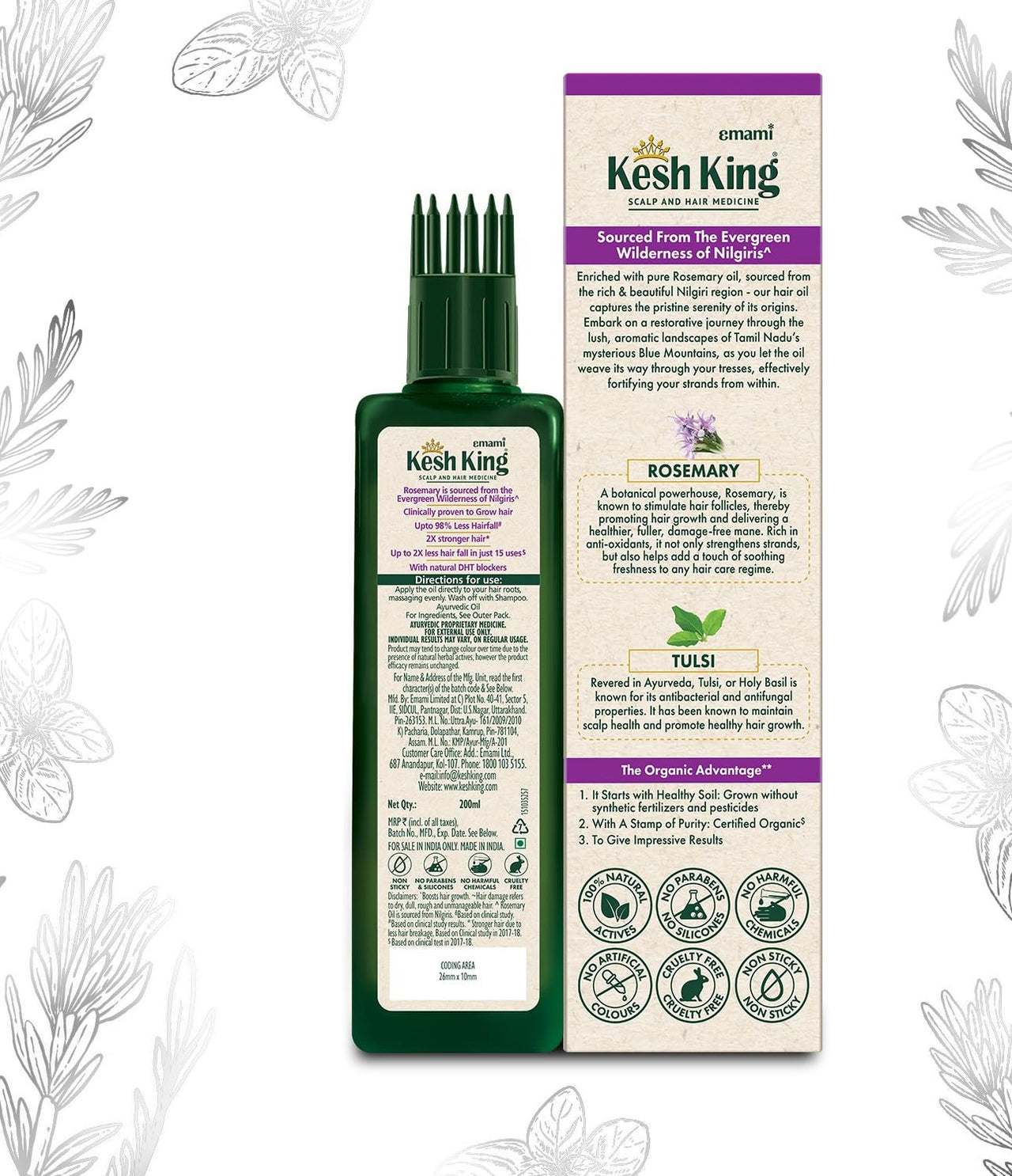 Kesh King Rosemary Oil With Tulsi | For Hair Growth & Damage Repair |Boosts Hair Growth - 200ml