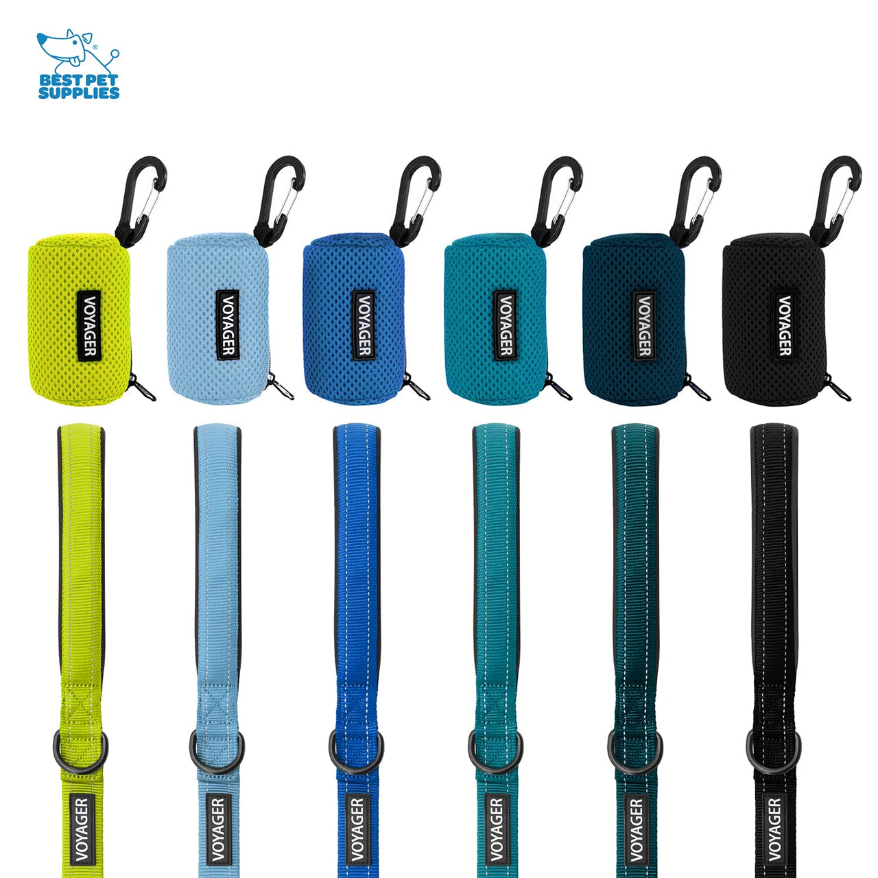 Best Pet Supplies 2-Pack Dog Poop Bag Holder Leash Attachment, Color, Reusable Mesh Dispenser Pouch for Travel, Walking, Park, and Outdoor Use, Soft and Durable with Clip-On - Mesh Baby Blue Mesh Dispensers (Baby Blue) 1 Count (Pack of 2)