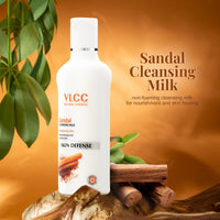 VLCC Rose Water Toner - 100ml and VLCC Sandal Cleansing Milk - 100ml | Tones & Rejuvenates Skin | Helps Maintain Skin's PH Balance | Deep Cleanses & Soothes Skin | With Rose, Aloe Vera, Sandal, Olive