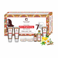 Passion Indulge Pearl Light 7 Star Pro Silver Facial Kit For Skin Brightening & Shine With Lemon, Chamomile, Manjistha, Liquorice | All Skin Types | Natural & Vegan | professional Kit| skin lightening| spot reduction | 7 Steps