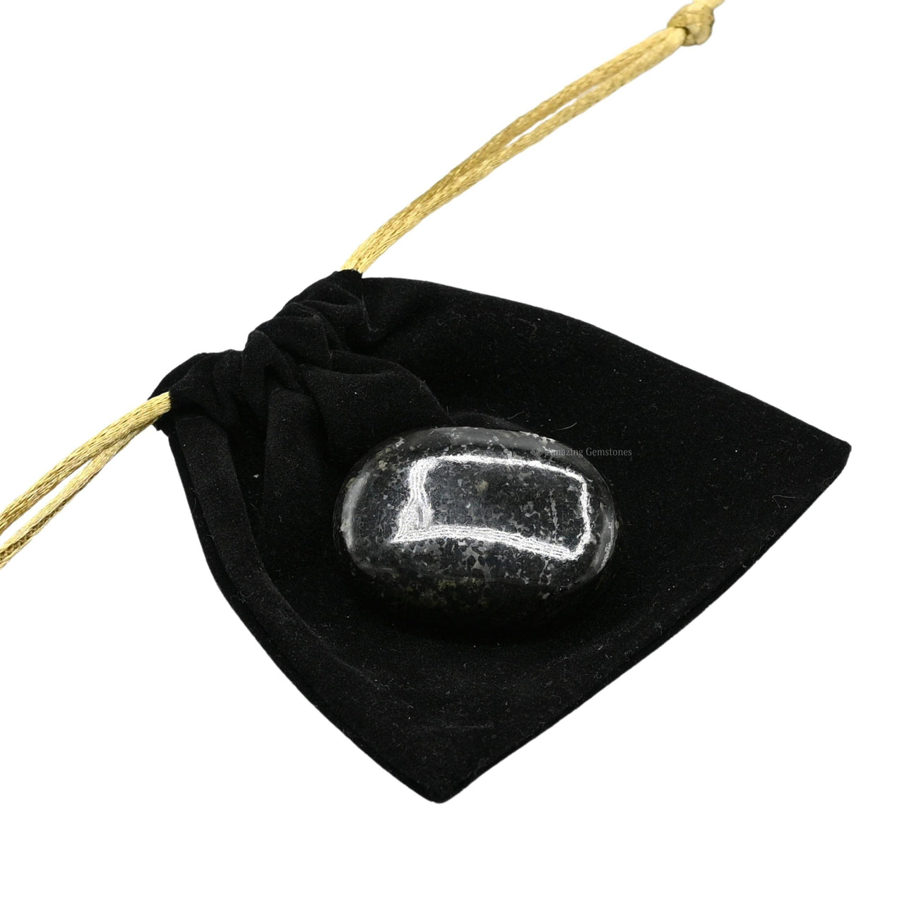 Nuummite Palm Stone - Pocket Massage Worry Stone for Natural Body Chakra Balancing, Reiki Healing and Crystal Grid Nuummite