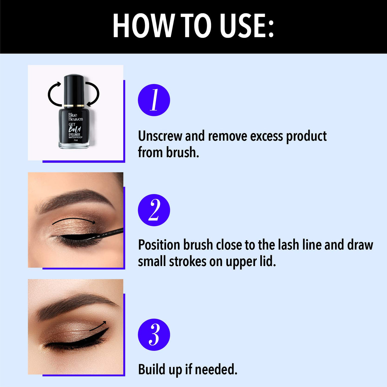 Blue Heaven Get Bold Matte Finish Eyeliner Gel (Black, 7 Ml)