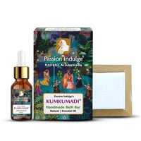 Passion Indulge Kumkumadi Natural Handmade Bath Bar & Kumkumadi Facial Oil For Skin Glow, Shine & Brightness with Saffron, Vetiver Oil and 16 Herbs