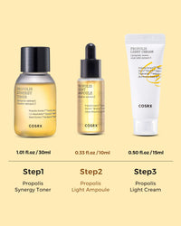 COSRX Honey Glow Kit | Facial Toner, Serum, Cream with Propolis Extract | Deep Moisture, Hydration, Nourishment | Travel Size Set, Gift Set, Korean Skincare, Not Tested on Animals
