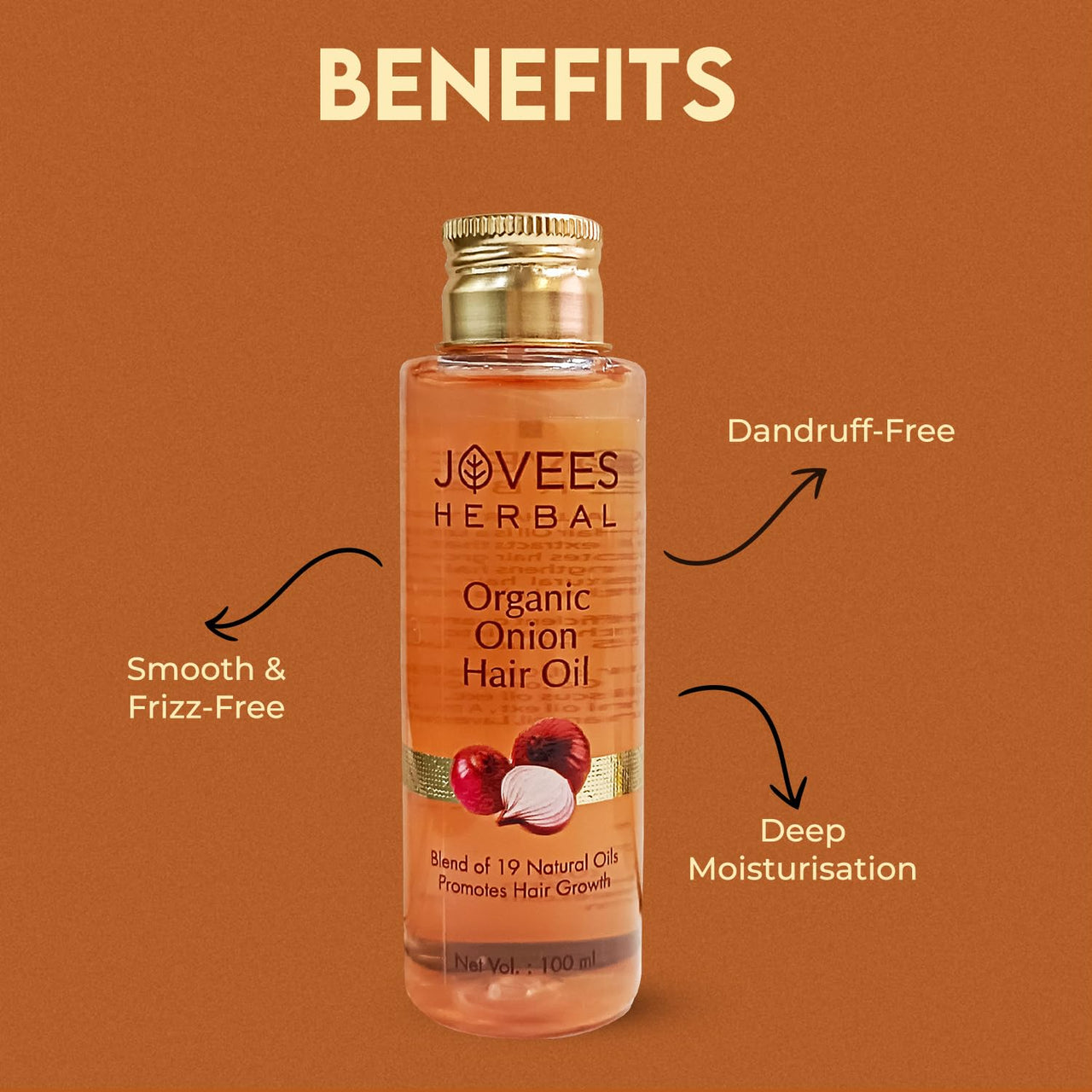 Jovees Herbal Red Onion Oil & Bamboo Strengthening Shampoo Gives Smooth, Strong, Healthy Hair And Organic Onion Hair Oil | Improves Hair Growth Frizz-free Hair 100ml