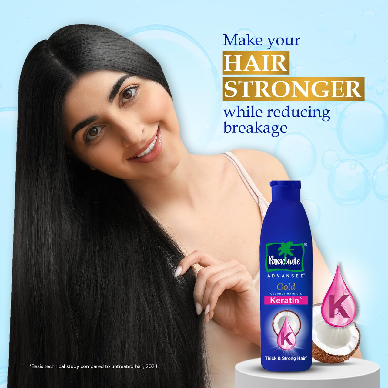 Parachute Advansed Gold Keratin Coconut Hair Oil | Thick & Smooth Hair| No Paraben or Silicone | 300ml