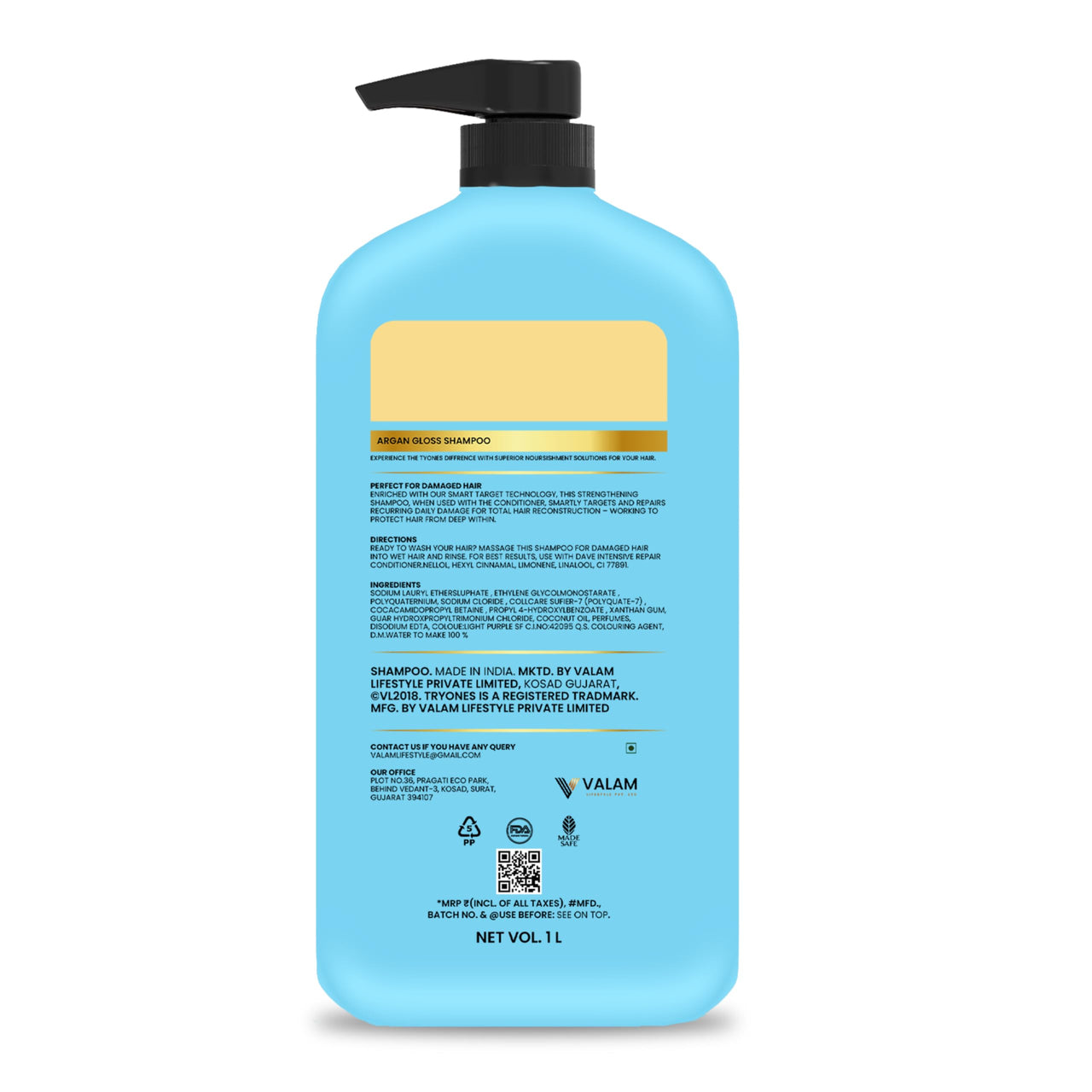 TryOnes Moroccan Argan Oil Shampoo For Frizz Free, Soft Hair. With Argan Oil For Hair. Paraben Free Shampoo for Women & Men_1000 ml