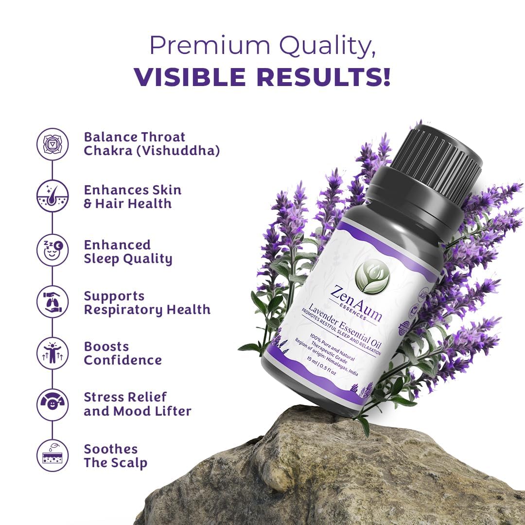 ZenAum Essences| Lavender, Ylang Ylang & Sandalwood Essential Oil | GMP, IFRA & ISO Certified |Pack Of 3-15ml Each