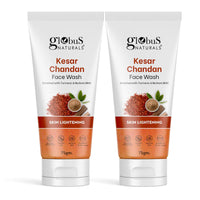 Globus Naturals Kesar Chandan Skin Lightening & Tan Removal Face wash, For Natural Glow & Spotless Skin, Suitable For All Skin Types, 75 ml (Pack of 2)