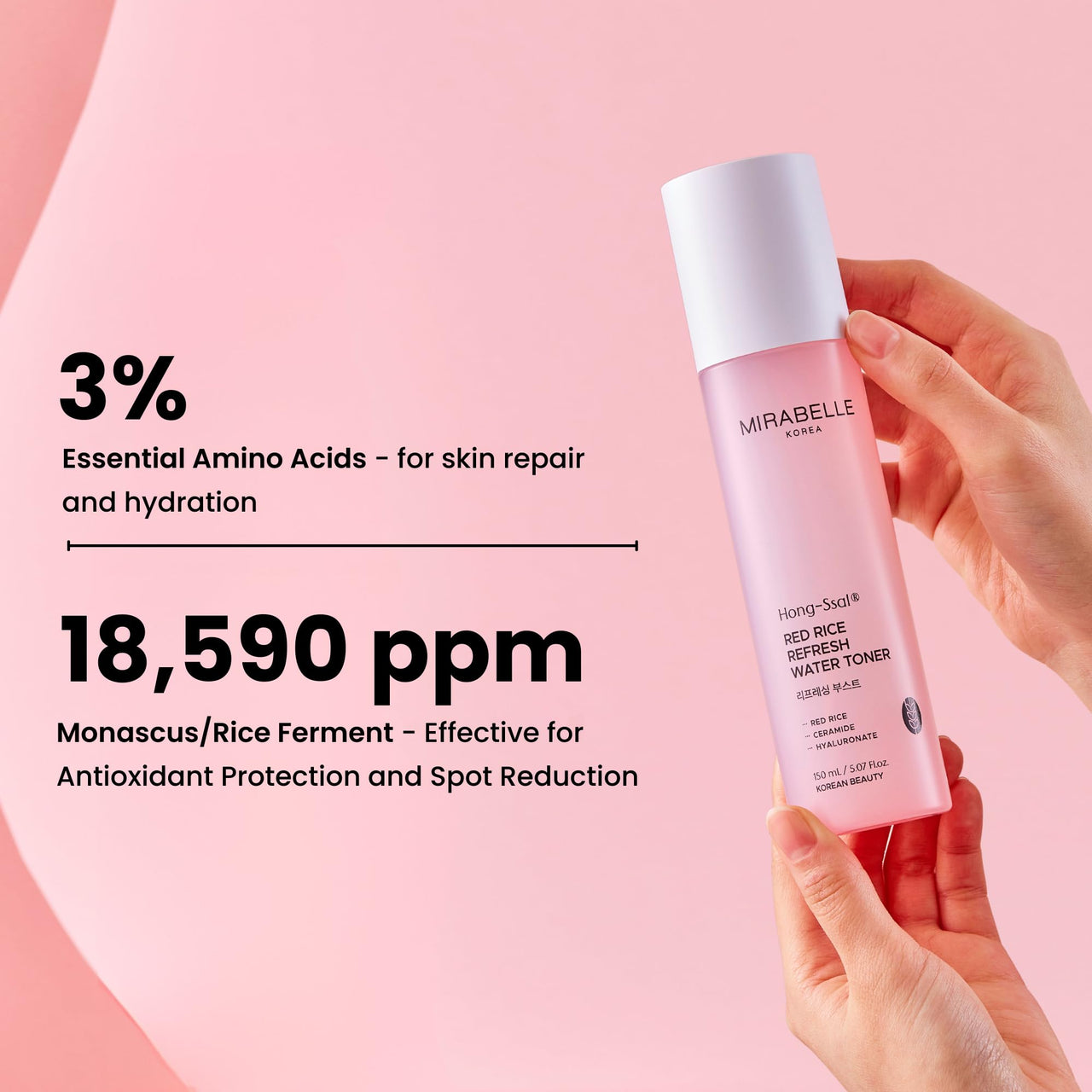 Mirabelle Korea Hong Ssal Red Rice Refresh Water Toner 150 ml | Tightens Pores & Moisturize | Women & Men | Korean Skincare