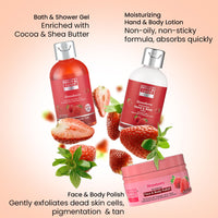 Bryan & Candy Strawberry Body Care Heart Collection ,Gift Set for Women and Men