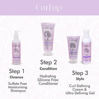 Curl Up Ultra Defining Bundle with Curly Hair Shampoo, Conditioner, Leave in Curl Cream & Hair Gel - For Dry Frizzy, Wavy & Curly Hair - Sulphate Paraben And Silicone Free (Combo of 4)