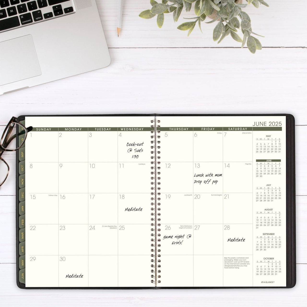AT-A-GLANCE Planner 2024-2025 Academic, Weekly & Monthly, Quarter-Hourly Appointment Book, 8-1/4" x 11", Large, Monthly Tabs, Flexible Cover, Recycled, Black (70957G05) 2024-2025 New Edition