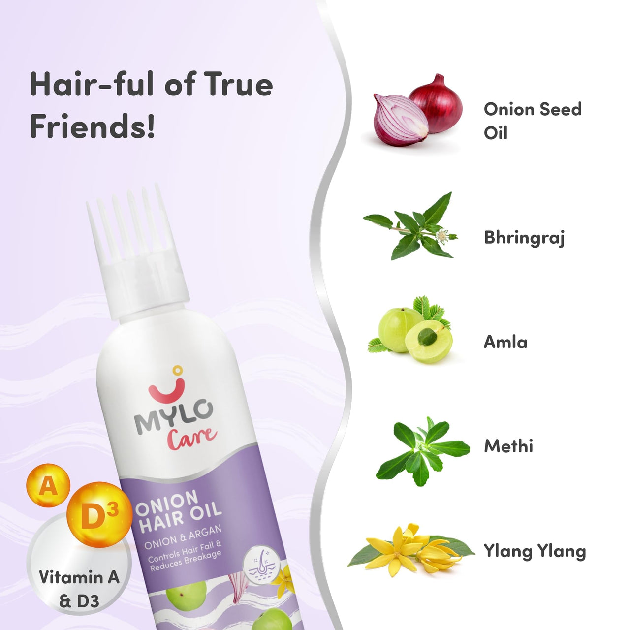 Mylo Care Anti Hair Fall Oil with Onion 200ml, Nature's Best Solution Against Hair Fall with the Goodness of Almond Oil, Coconut Oil, Argan Oil, Amla & Bhringraj, No Silicones, Parabens & Mineral Oil
