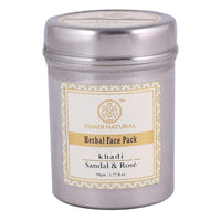 Khadi Natural Sandal and Rose Face Pack 50g, Face Mask for Glowing Skin, Suitable for all skin types