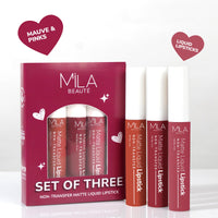 Mila Beaute Liquid Lipstick Set of 3 for Women I Non Transfer & Matte Finish I Lightweight & Hydrating I Rich Pigment with Tea Tree Oil I Mauves & Pinks