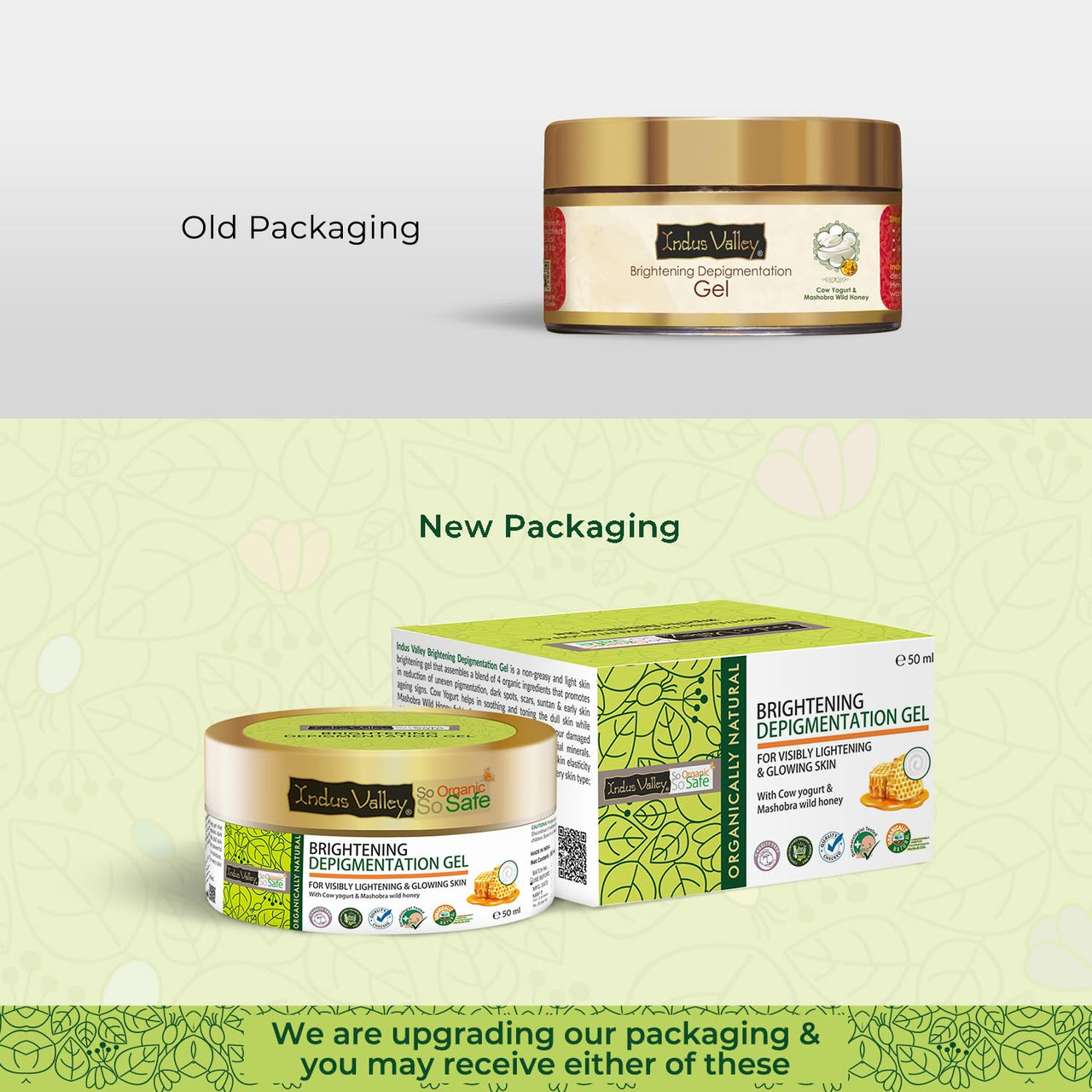 Indus valley Face care combo of Cow's Milk Yogurt & Honey Gel, Under eye cream and Skin Lightening Brightening Face mask (50ml+50ml+100ml=200ml)