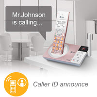 AT&T CL82257 DECT 6.0 2-Handset Cordless Phone for Home with Answering Machine, Call Blocking, Caller ID Announcer, Intercom and Long Range, Rose Gold 2 Handsets