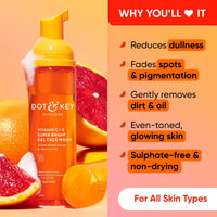DOT & KEY Vitamin C Super Bright Foaming Face Wash For Dull&Pigmented Skin|With Triple Vitamin C,Blood Orange&Papaya|Sulphate Free|For All Skin Types|For Women&Men|Travel Edition|80Ml