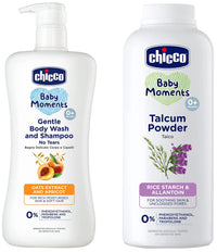 Chicco Gentle Bodywash & Shampoo 500Ml With Chicco Talcum Powder 300G