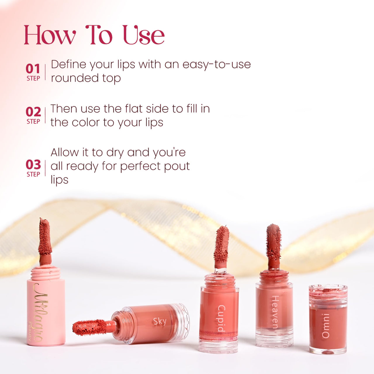 Milagro Beauty Quad Squad 2.0, Matte Liquid Lipstick 4 Shades In 1, Intense Color, Long-Lasting, Moisturizing & Non-Drying, Smudge-Proof & Waterproof (4Ml)