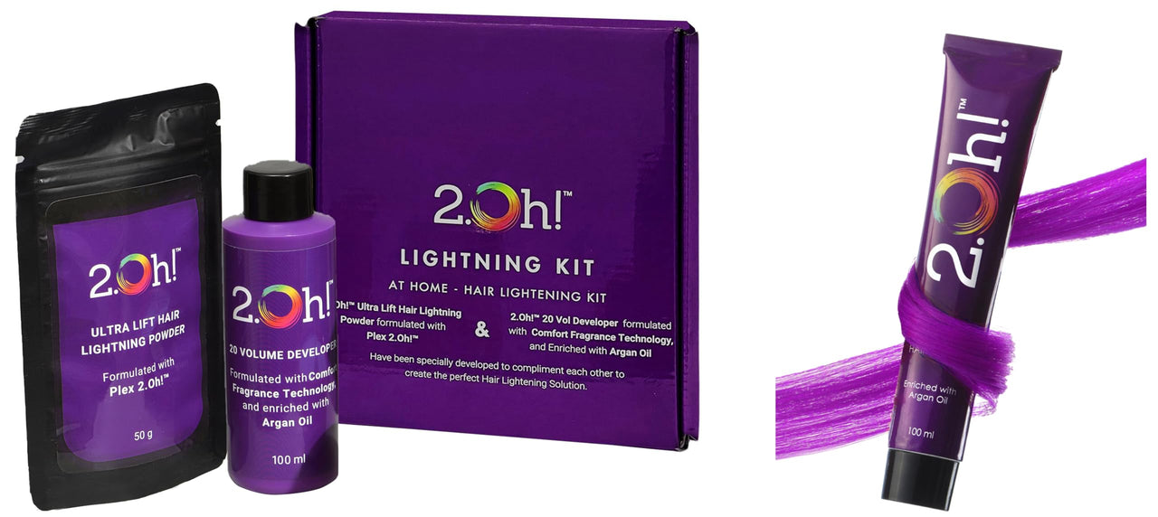 2.Oh! Italian- Purple Hair Color DIY Kit | Semi Permanent Hair Color + Hair Bleach for Hair Color | Hair Highlights for Women & Men | Hair Bleach with Plex & Argan oil| Lightening Kit