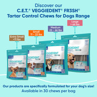 Virbac CET VEGGIEDENT FR3SH Tartar Control Chews for Dogs, Small, Beef, 1.1 pounds