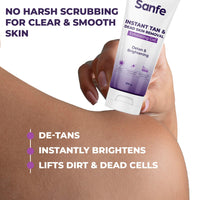 Sanfe Instant Tan & Dead Skin Removal Exfoliating Gel | Visibly Removes Tan | AHA Exfoliation in Minutes | Smooth & Bright Skin | 200g