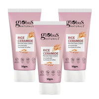 Globus Naturals Rice Ceramide Revival Face Cream, Enriched with Sunflower & Coffee, Ayurvedic Formula, Paraben Free, Gentle & Mild, Suitable For All Skin Types, 50 gm (Pack of 3)