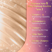 FACES CANADA Strobe CC Tint - Sunset Glaze 02, 27ml | 5-in-1 Serum + Moisturizer + Primer + BB/CC Cream + Strobe Cream | Lightweight | Radiant Dewy Glass Skin Glow | Niacinamide & Hyaluronic Acid | For Light to Medium Skin