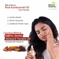 Nature Nuskha Real Kumkumadi Oil 25ml-Anti-Ageing Face Serum with Niacinamide, Folic acid, Vitamins E & C-For Men and Women-Kumkumadi Tailam-Reduces Dark Spots, Evens Skin Tone, Improves Brightness,Makes Skin Soft and Supple