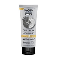 WOW Skin Science MEN CHARCOAL + NIACINAMIDE Oil-Control Face Wash | Absorbs Excess Oil & Deep Cleanses | NiaVolcanite™ Technology | No Sulphates, Parabens, or Silicones | 100ml
