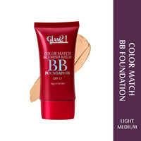 Glam21 Color Match BB Foundation SPF15 I Dual Purpose of Foundation & Sunscreen Blemish-free Glow | Non-cakey Daily Use | Non-greasy & Lightweight | Long-lasting Radiant Makeover| 30gm - 03 Light Medium
