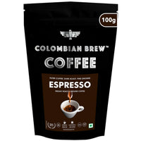 COLOMBIAN BREW COFFEE Arabica Espresso Filter Coffee Powder Bag, Roast & Ground Strong, 100G